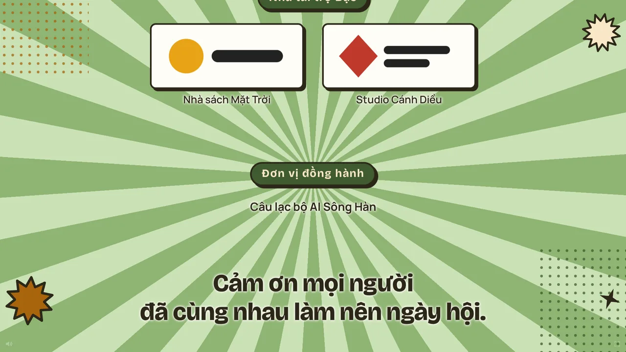 Khung hình phần chạy tên với nhãn Nhà tài trợ Bạc, hai logo mẫu đặt cạnh nhau, tiếp theo là nhãn Đơn vị đồng hành